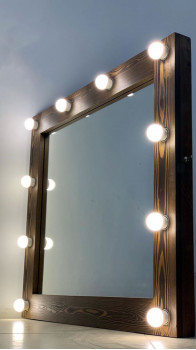 Зеркало театральное с подсветкой 90х80 цвета кофе